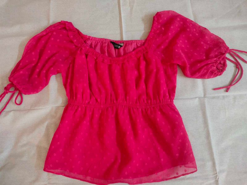 Pink Peplum Top For Women