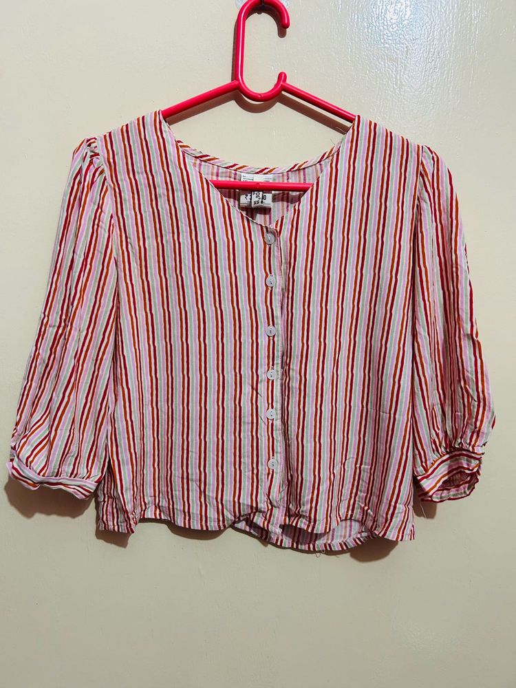 Striped Button-Down Top