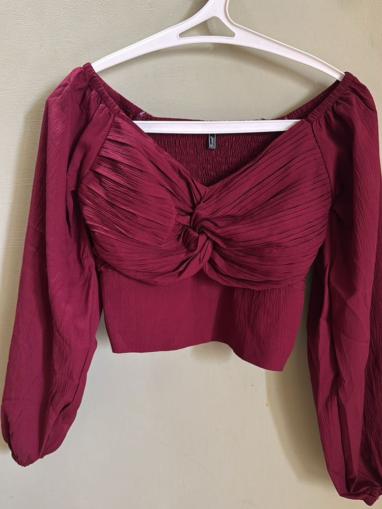 Maroon Crop Top