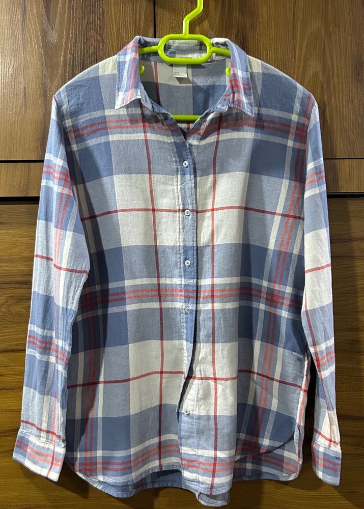 Blue Plaid Button-Down Shirt