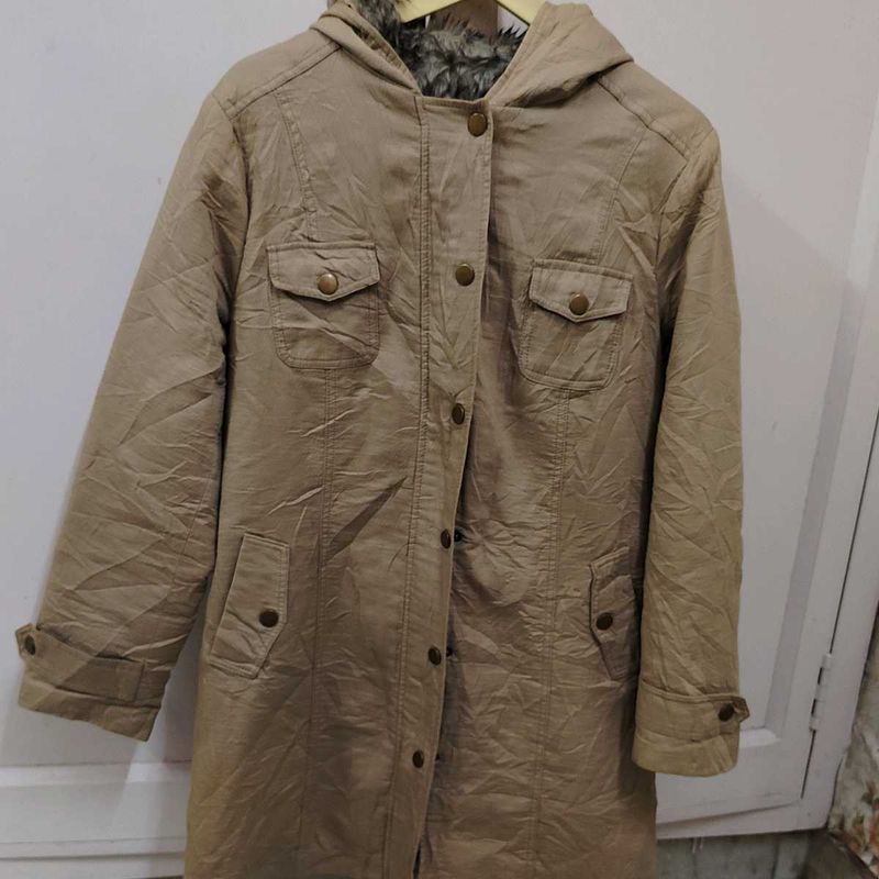 Hooded Beige Coat