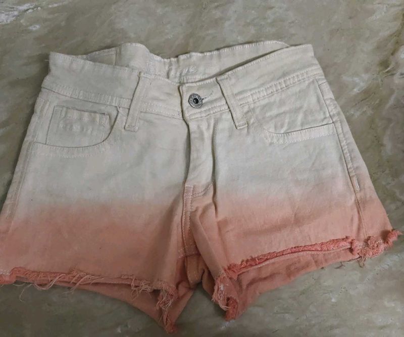Girls Denim Shorts Ombre Color