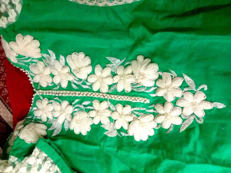 Green White Salwar Suit