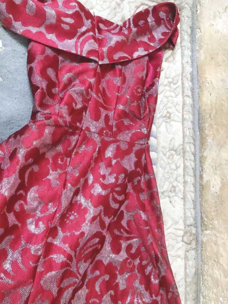 Elegant Red &amp; Silver Party Dress