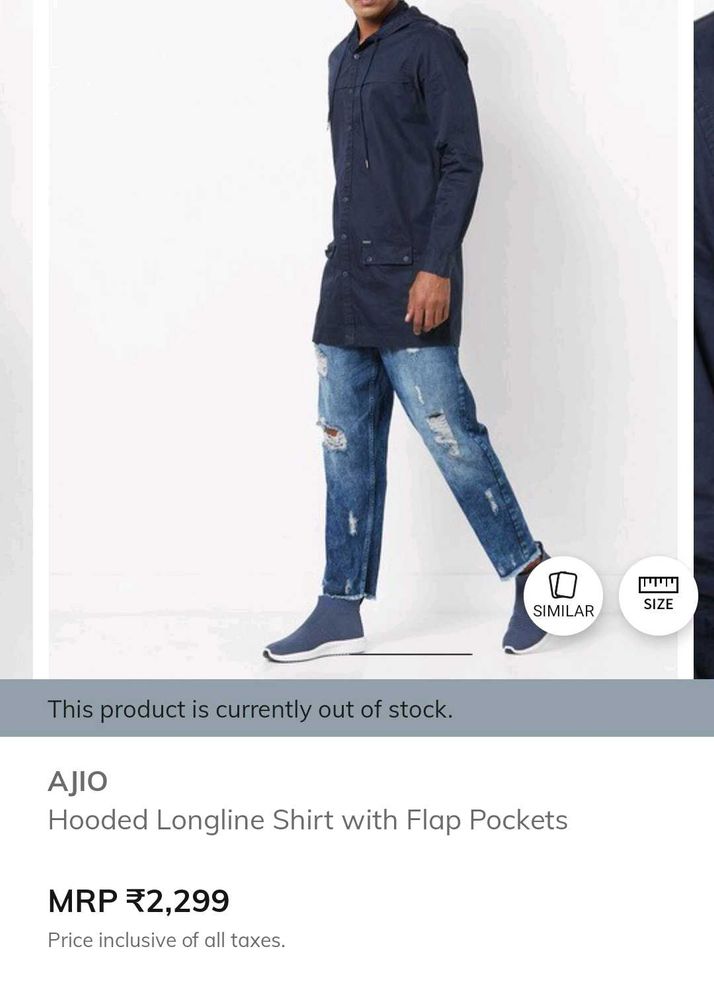 Hooded Longline Shirt With Flap Pockets.