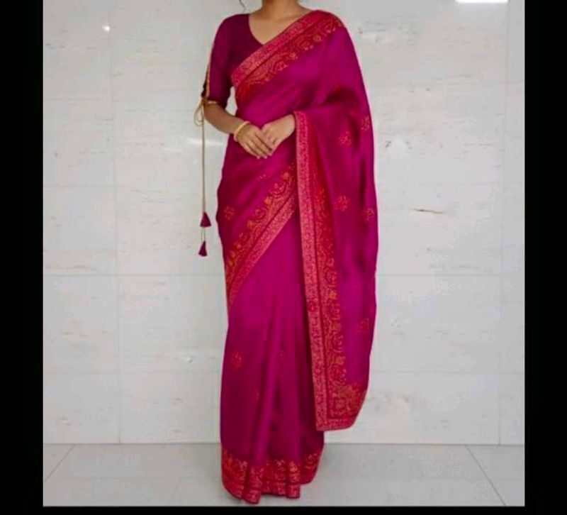 Purple Embroidered Saree