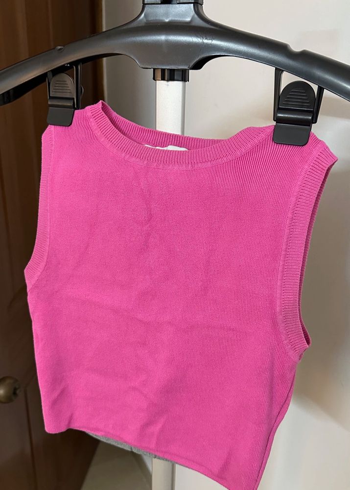 Zara Knit Pink Crop Top