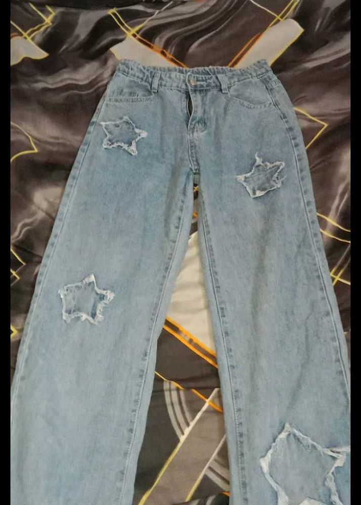 Star Cutout Wide Leg Jeans