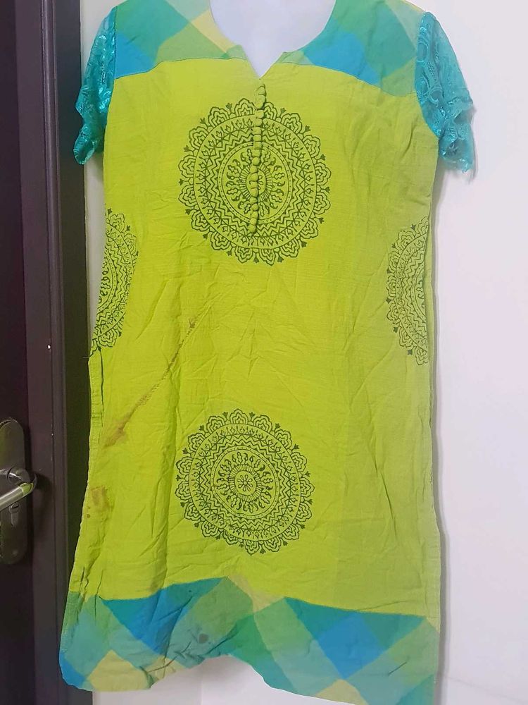 Lime Green Mandala Print Tunic