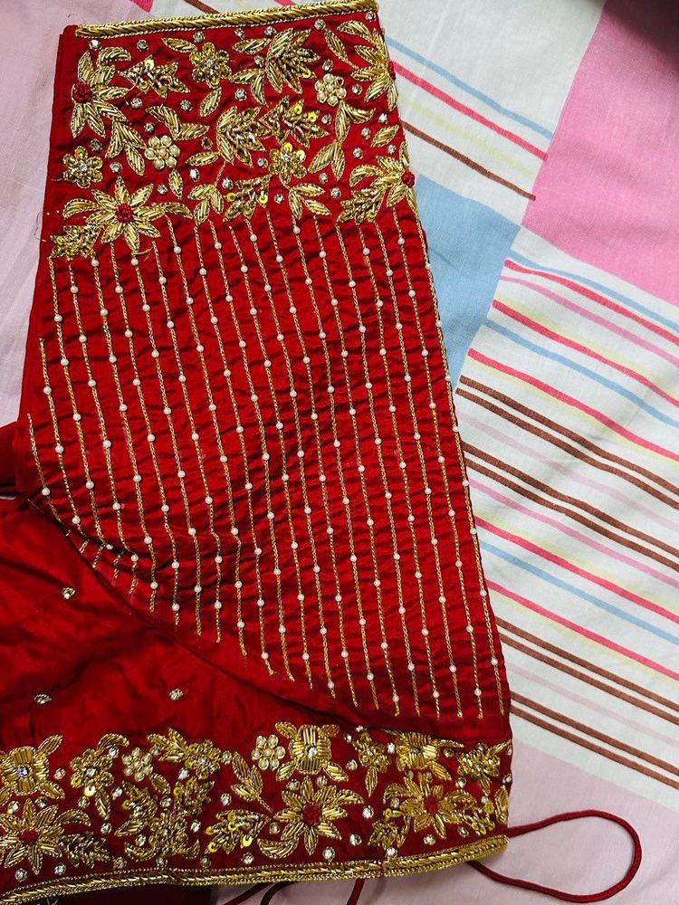 Dark Red Maggam Work Blouse