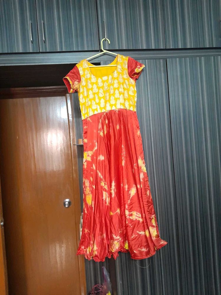 Red &amp; Yellow Ethnic Dress 36 bust length 50