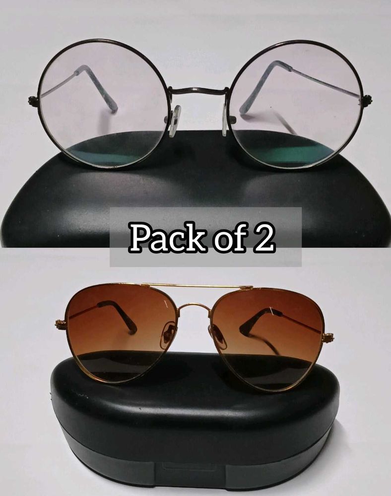 Sunglasses - Round and Aviator Frames Pack Of 2