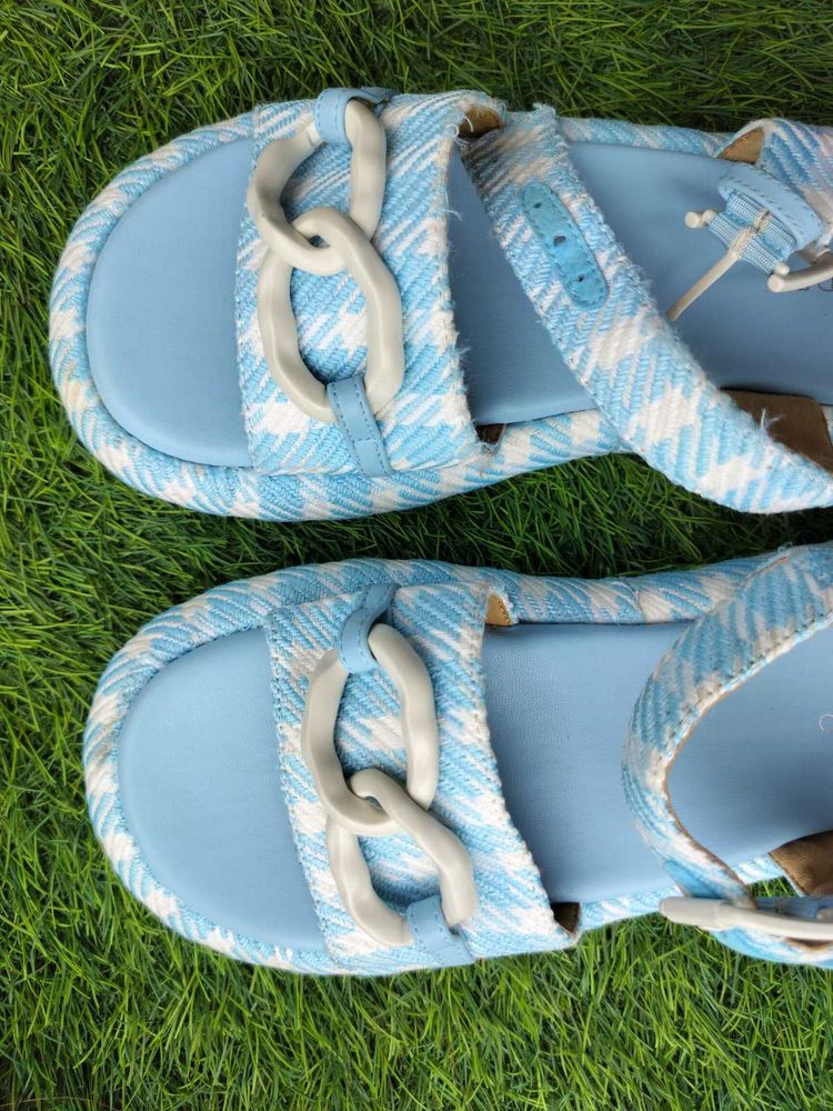 Blue &amp; White Chain Sandals, Korean Wear Imported