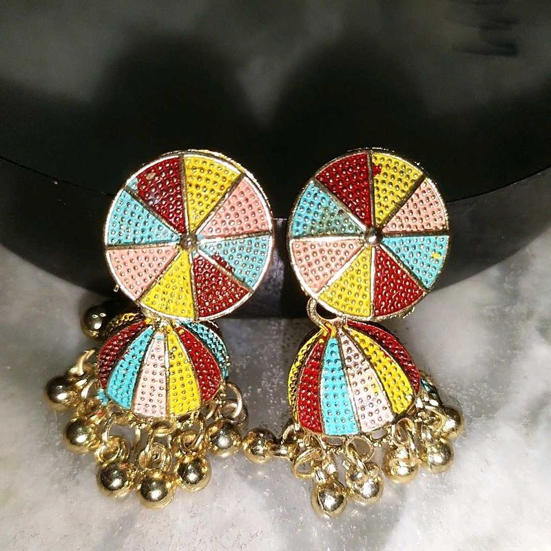 Fun Colorful Jhumka Earrings