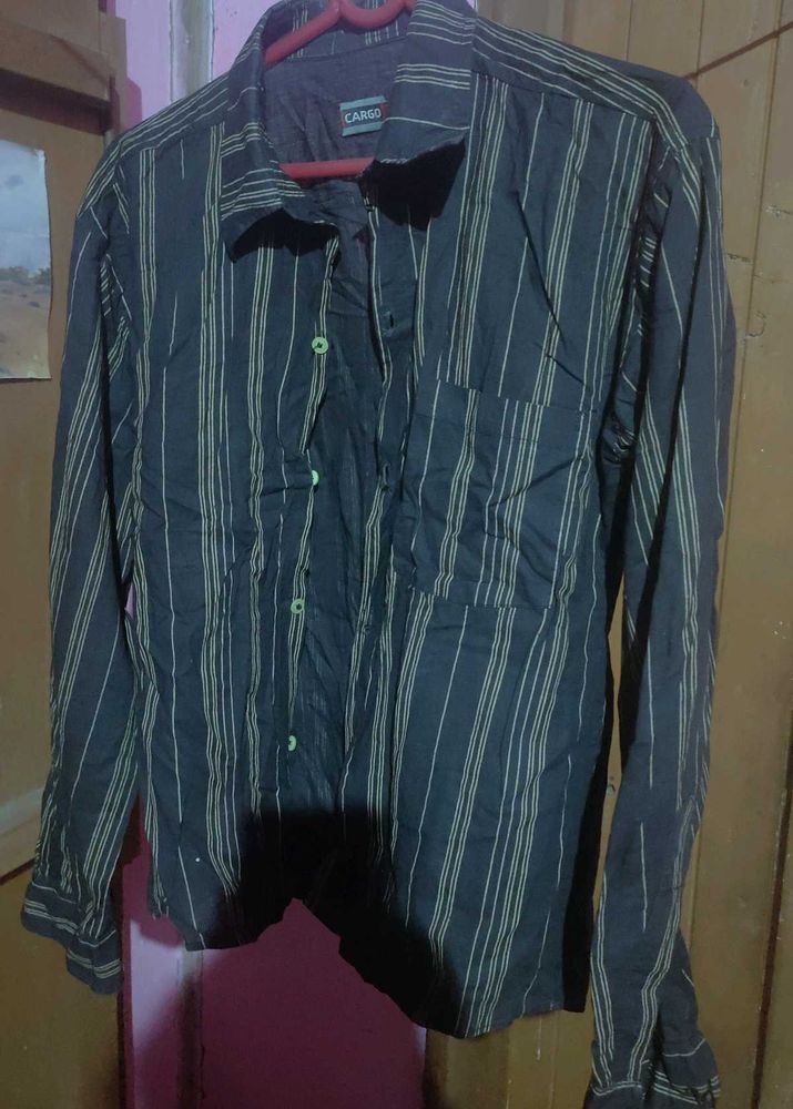 Cargo Striped Button Down Men Shirt