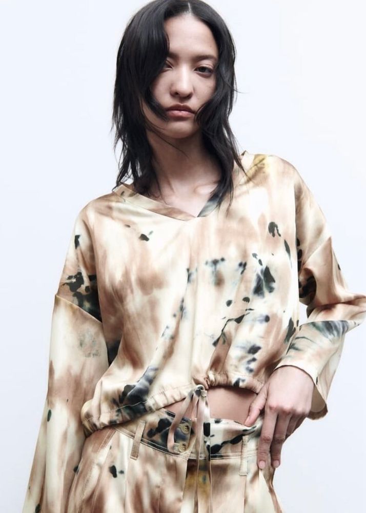 Zara Printed Satin Top