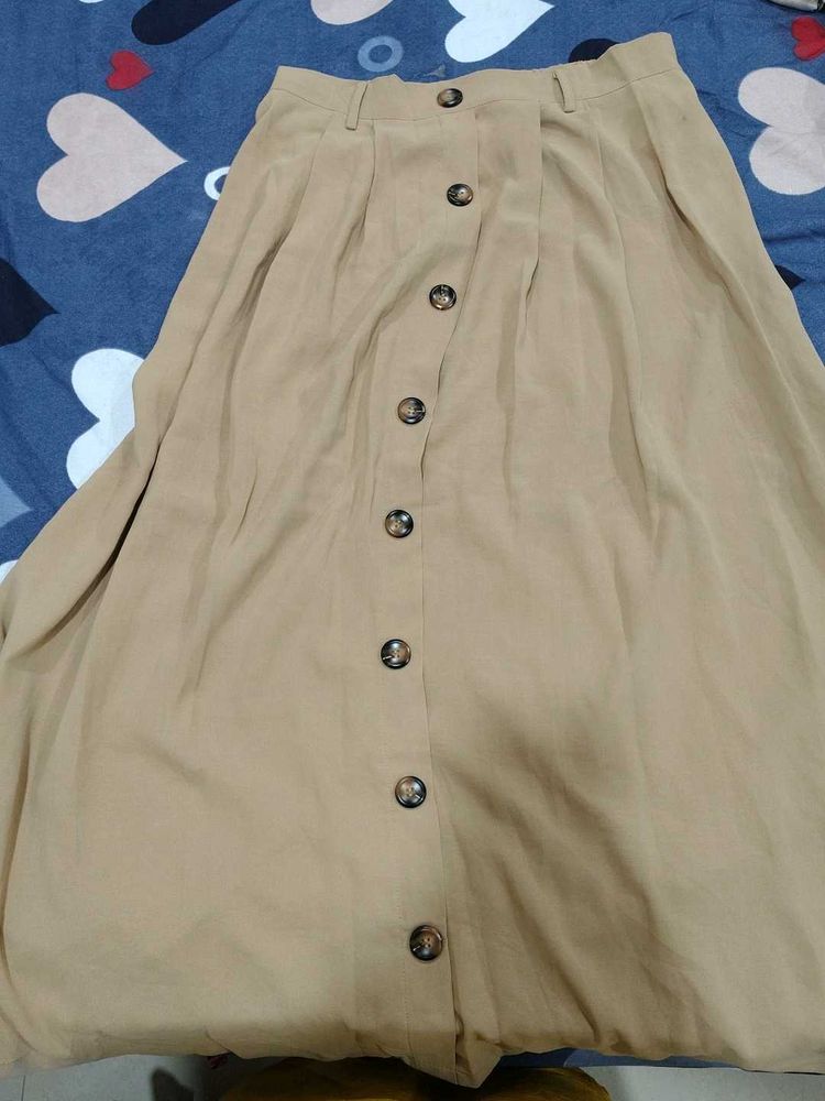 Button Front Midi Skirt