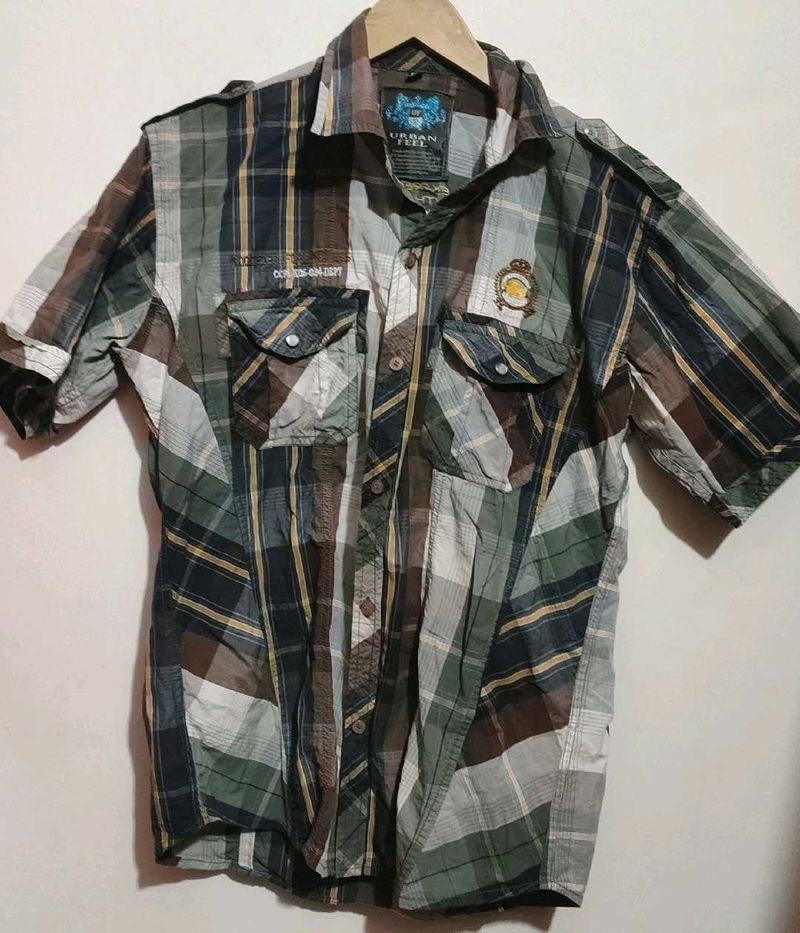 Multi Checked Print Shirt For 38 Chest
