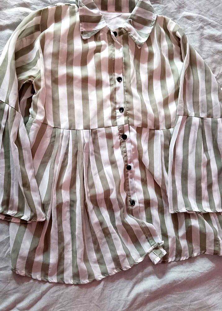 Striped Button-Down Top