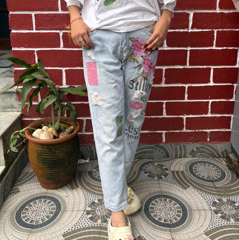 Embellished Denim Jeans