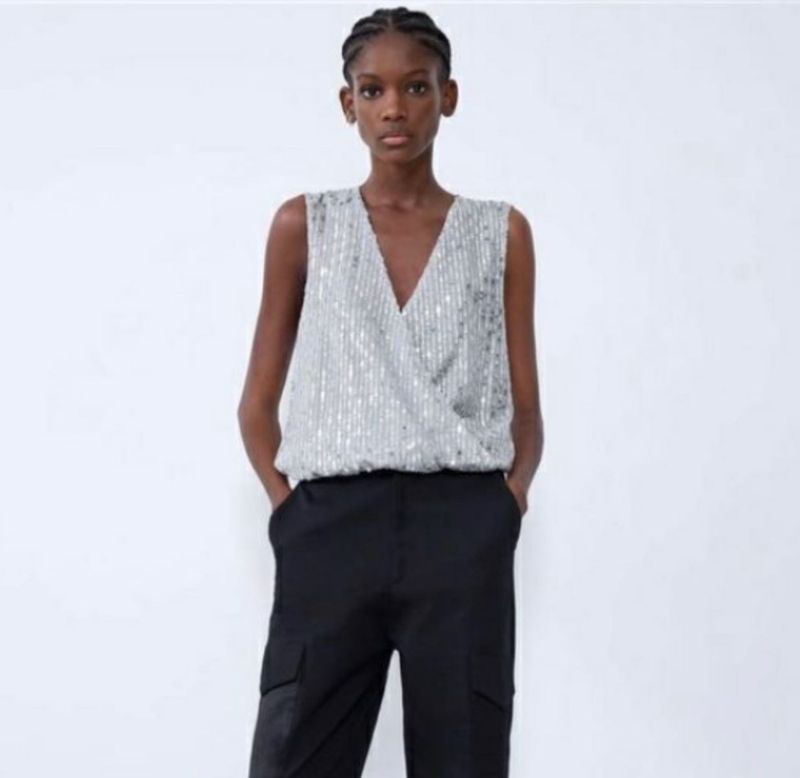 Zara Sequin Sleeveless Top