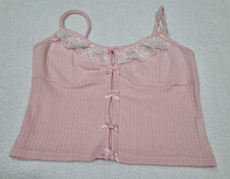 Pink Lace Trim Cami Top (New)