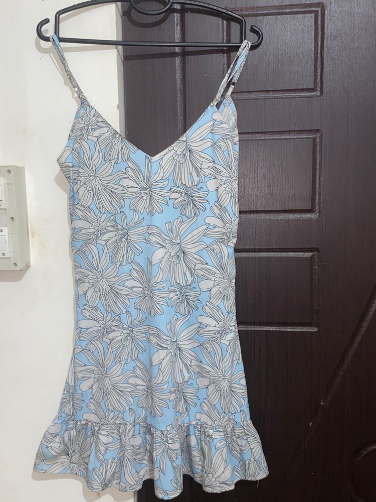 Blue Floral Short Dress