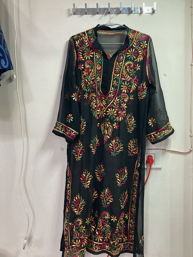 Embroidered Black Kurti Georgette