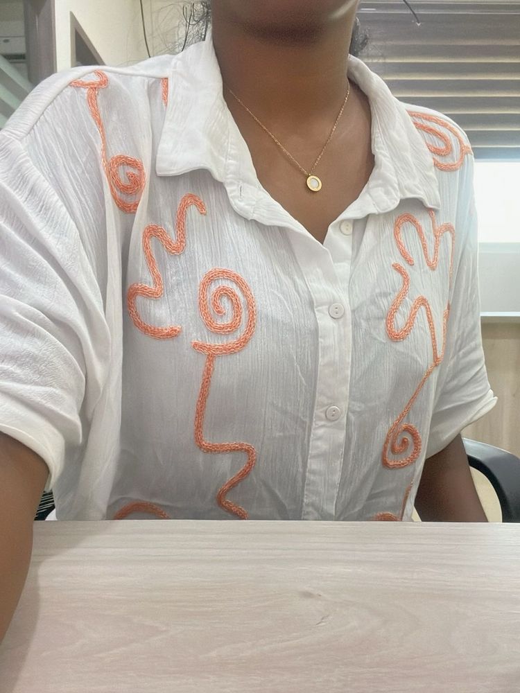 White Embroidered Top