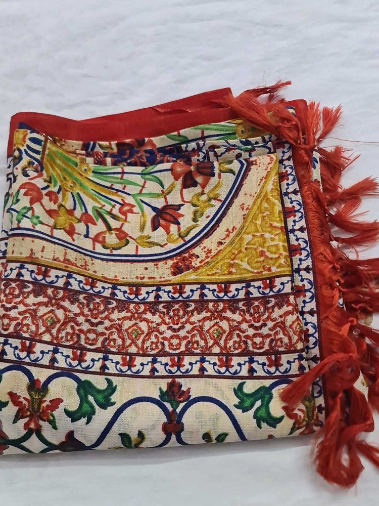 Floral Print Dupatta (Scarf) with Tassels