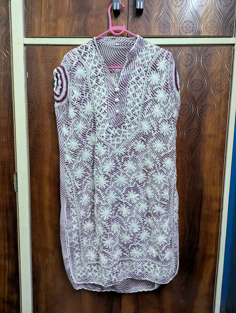 White Chikankari Short Kurti