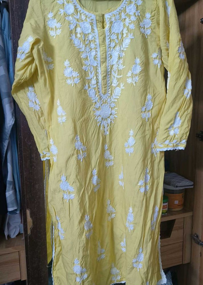 🔥 Sale 🔥Yellow fulkari kurti