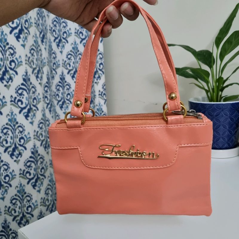 Fashion Clutch With Handles - Peach Color