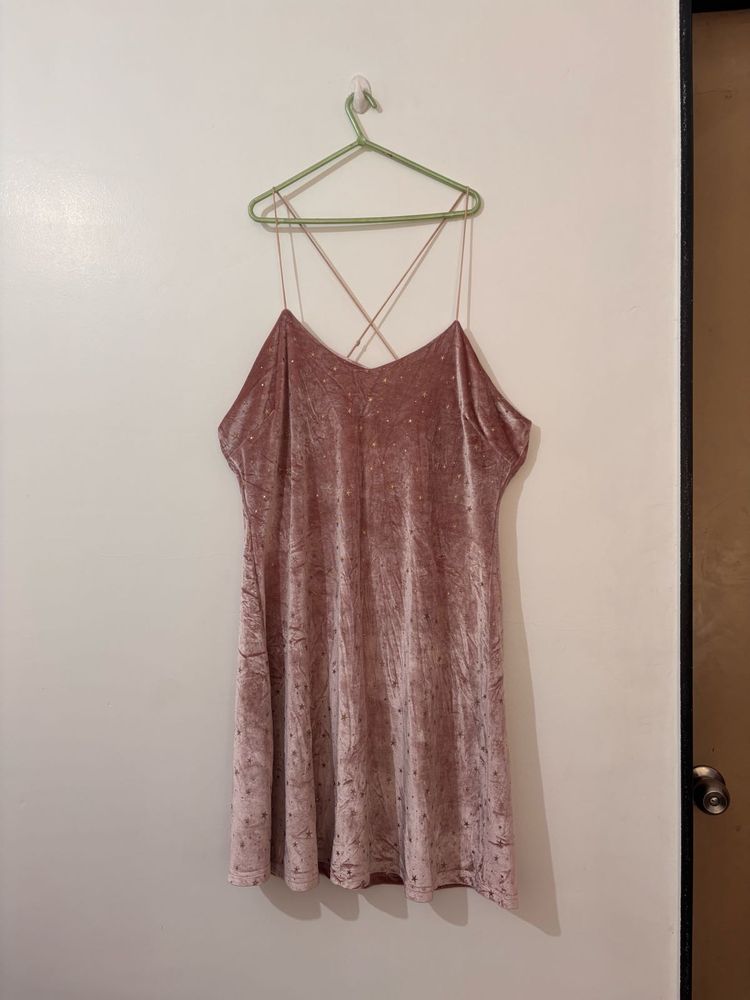Pink Velvet Mini Dress