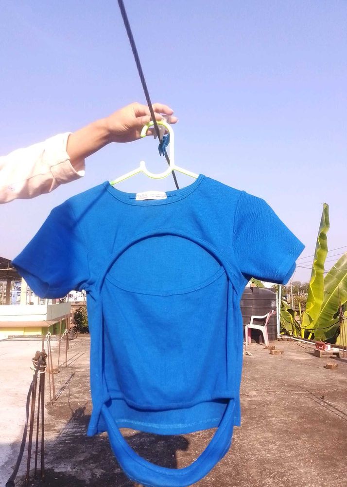 Blue Cut Out T-Shirt