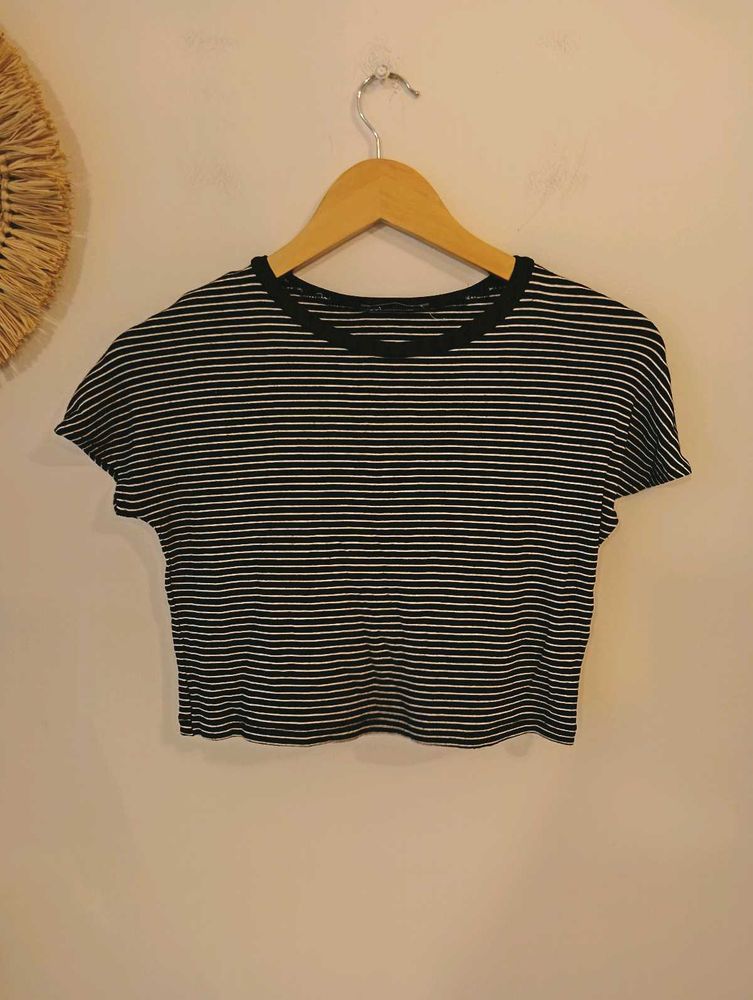 Zara Striped Cropped Tee
