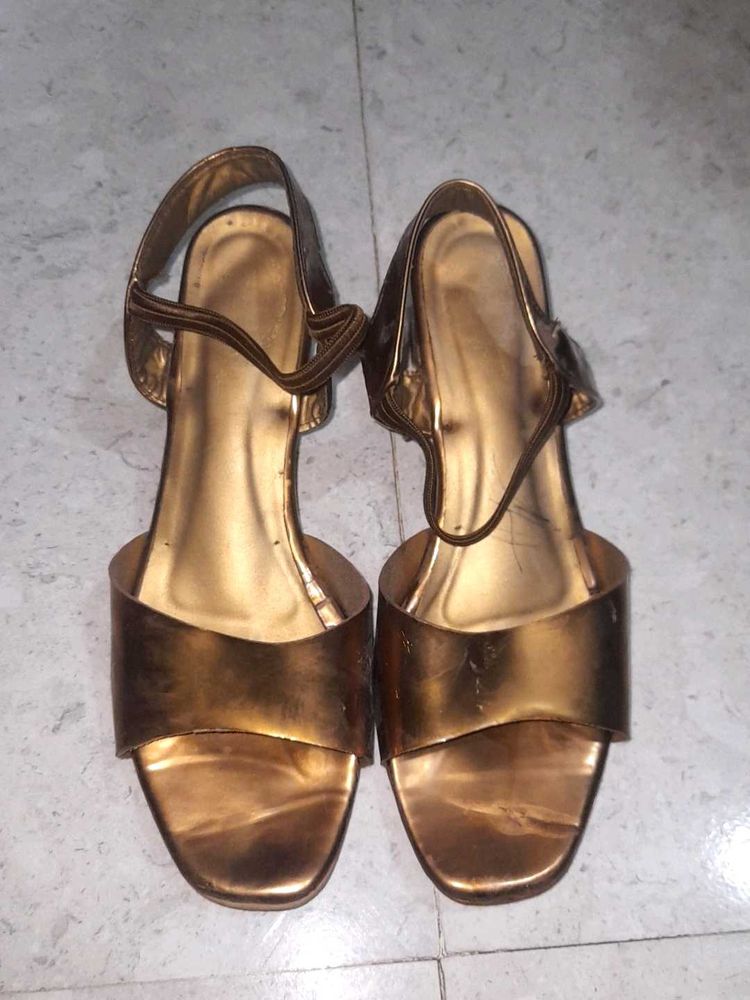 Bronze Golden Colored Women Heels