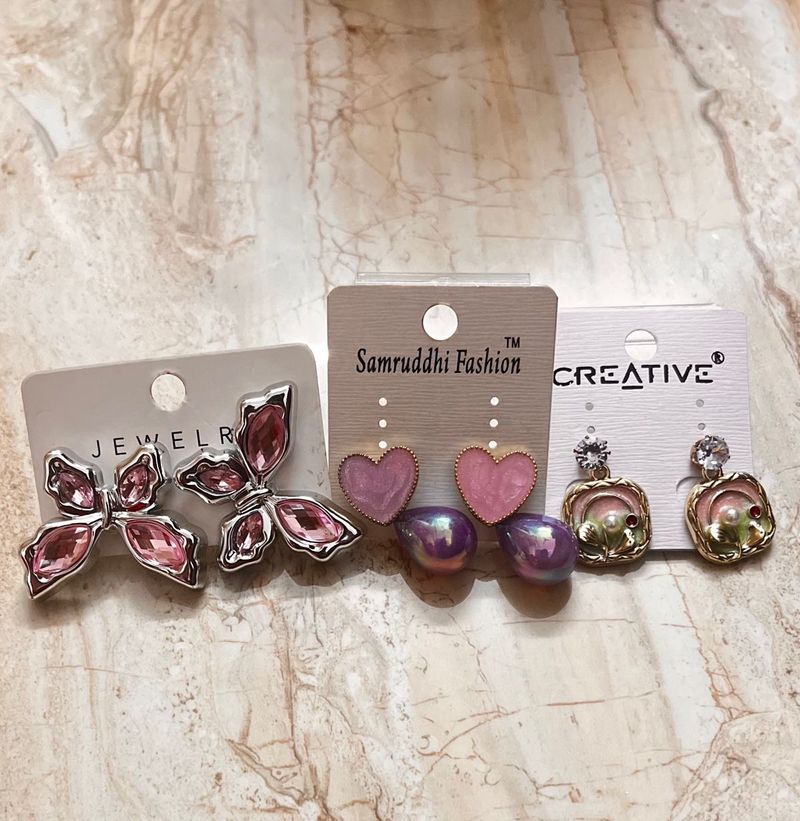 Earring Set - Butterfly, Heart, Square