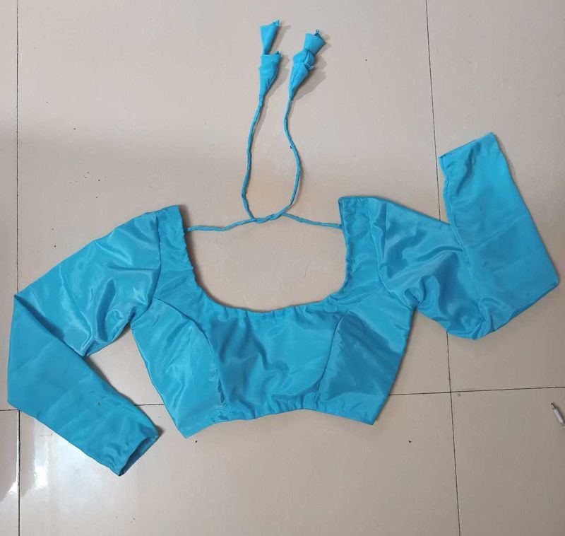 Firozi Satin Padded Back Hook Blouse