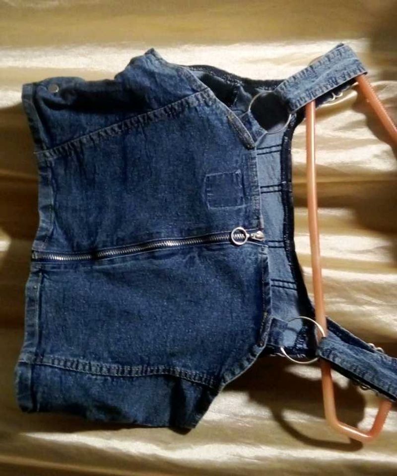 Denim Zip-Up Crop Top