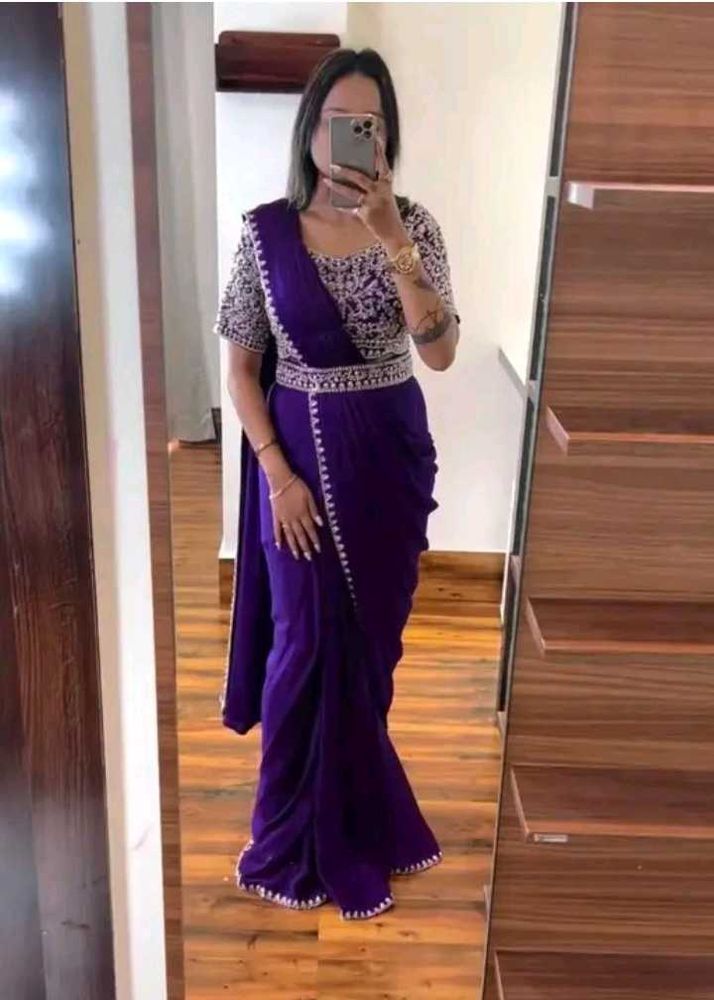 Elegant Purple Embellished Saree