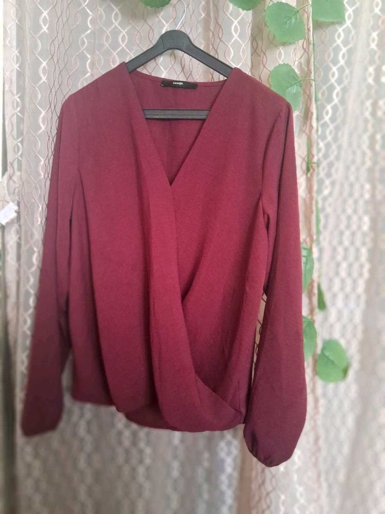 Burgundy Wrap Blouse