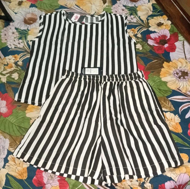Striped Top &amp; Shorts Set