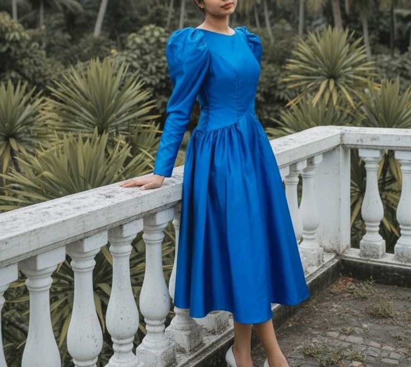Elegant Blue Midi Dress