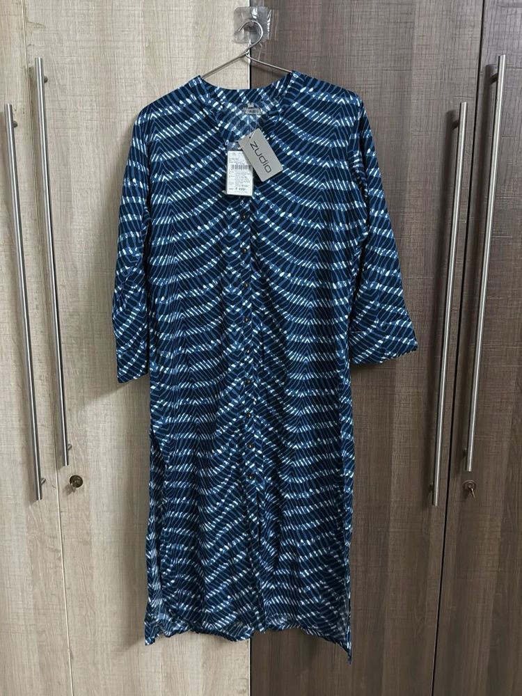 Stylish Blue Printed Kurta with price tag