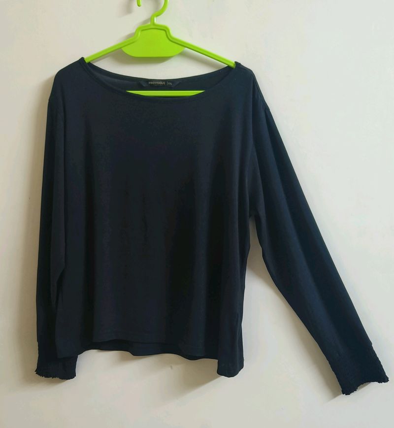 Black Full Sleeves T-Shirt For Her.