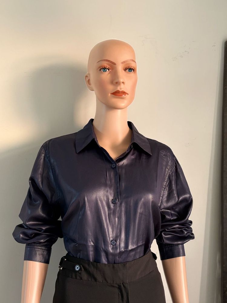 Navy Blue Shiny Shirt