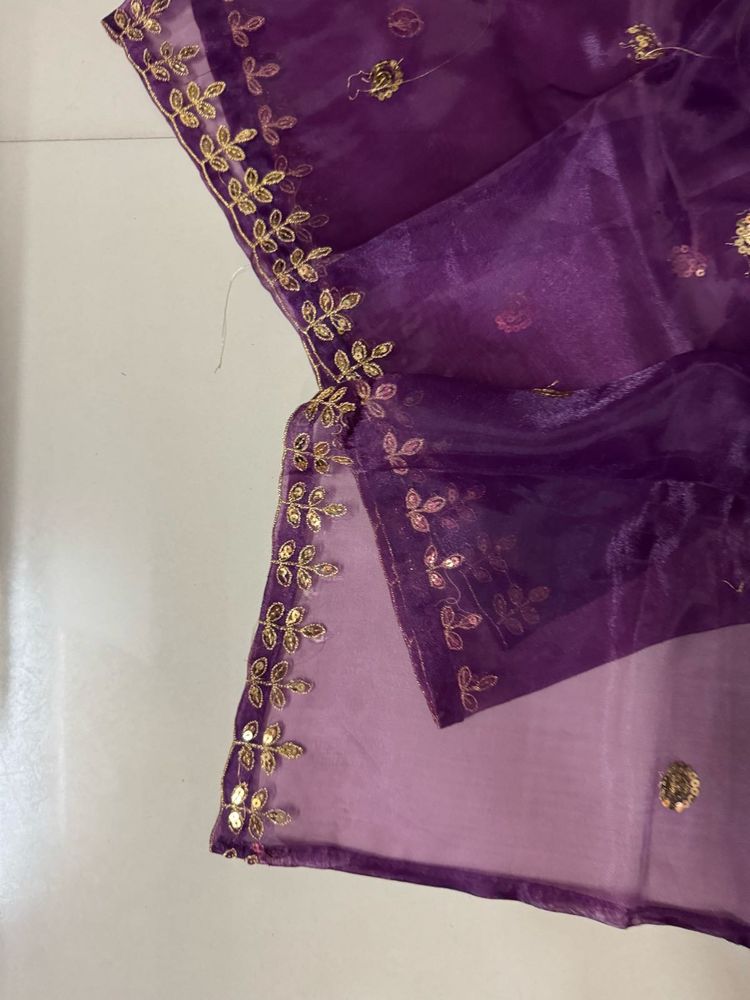 Purple Embellished Dupatta
