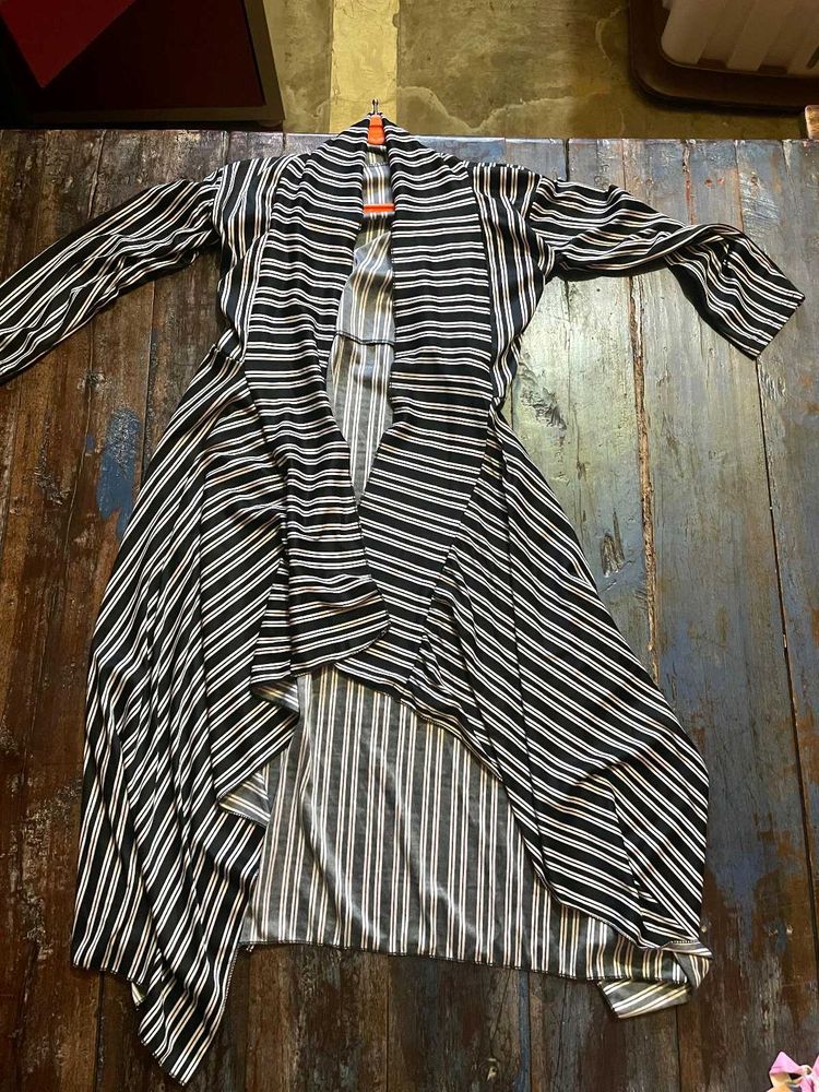 Striped Open Front Cardigan