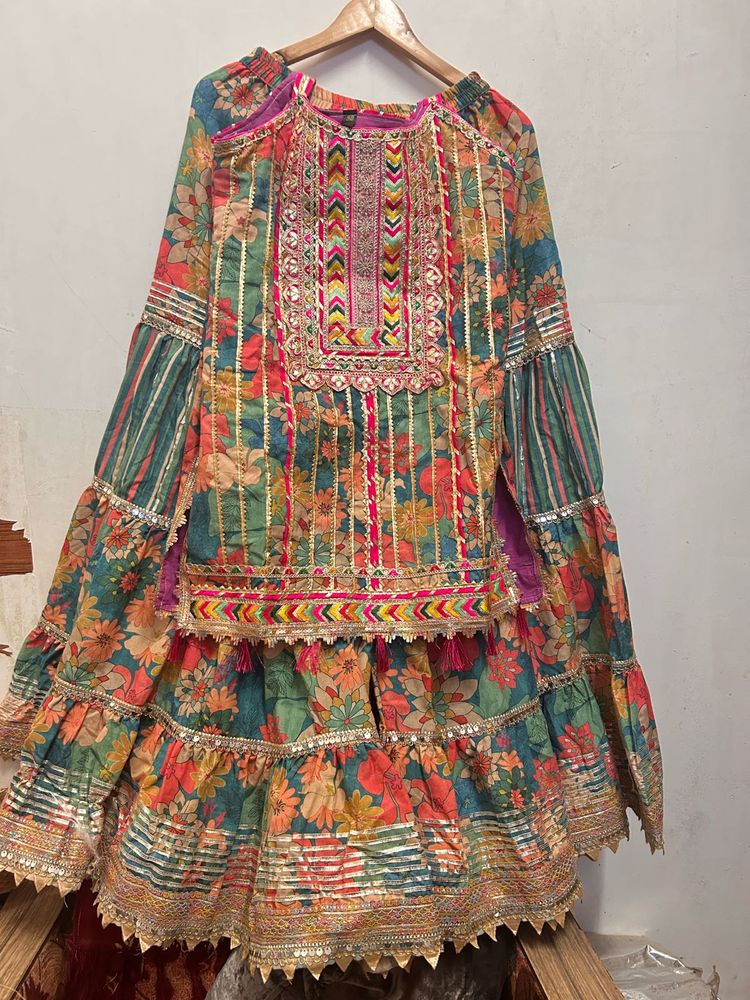 Sharara Set With Kurti And Dupatta